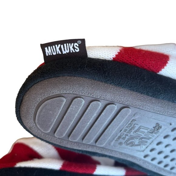 Muk Luks Slipper Tall Boots Red White Stripes Sweater Christmas Mens Size 9-10 - Picture 6 of 8